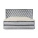 Pat boxspring Lugano Curbat, catifea naturala, Inaltime Capat 140 cm, Saltea Inclusa, Topper Inclus